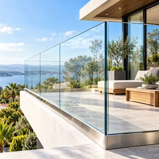 Frameless glass balustrade on a terrace